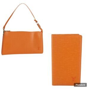 Louis Vuitton Epi Leather Mandarin Bundle: Pochette Accessories and Wallet